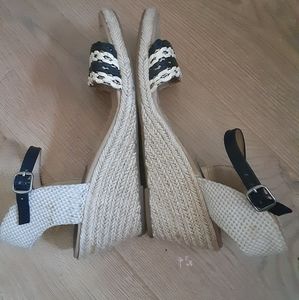 LUCKY BRAND espadrille wedge sandal - black/cream size 7